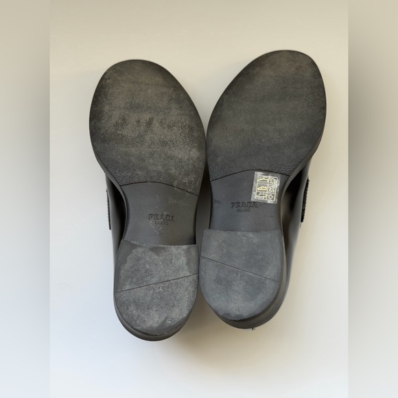 Prada Chocolate Brushed Leather Loafers in Black - Picture 9 of 14